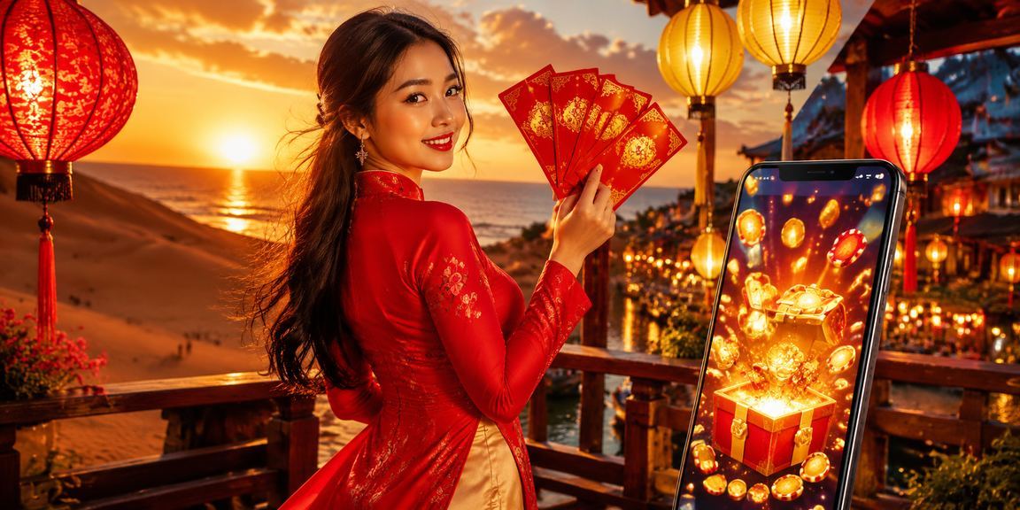 Phong bao đỏ may mắn kết hợp thưởng nạp tiền tại Hội An